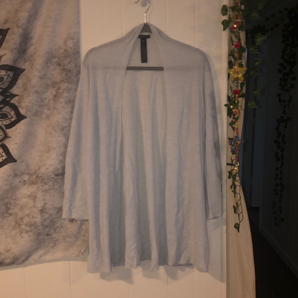 Eileen Fisher light blue organic lightweight wool cardigan size M/M